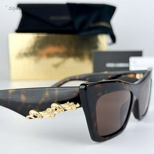 BRAND NEW D&G DG4435 502/73 Havana Dark Brown Cat Eye Women Sunglasses